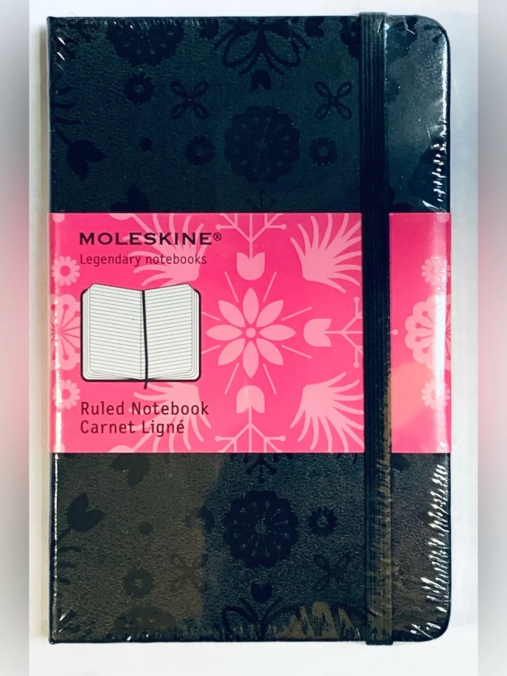 New Moleskine Legendary Ruled Notebook Black Pattern Hard Cover 3.5 x 5.5 pocket
